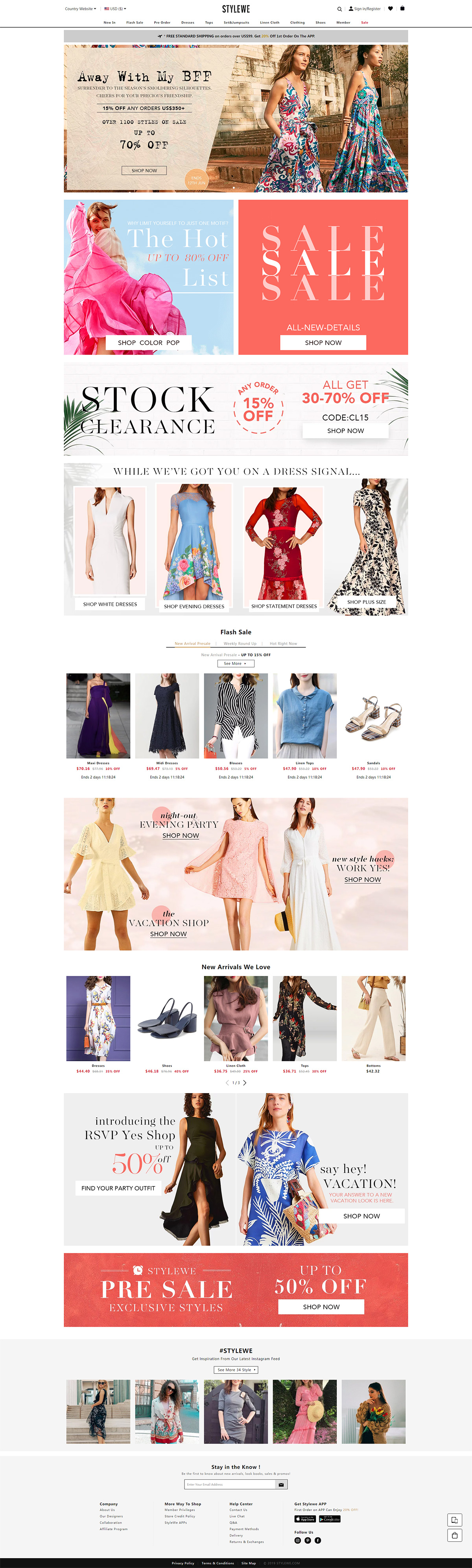 STYLEWE女裝外貿獨立站，跨境電商多語言商城網(wǎng)站建設開發(fā)